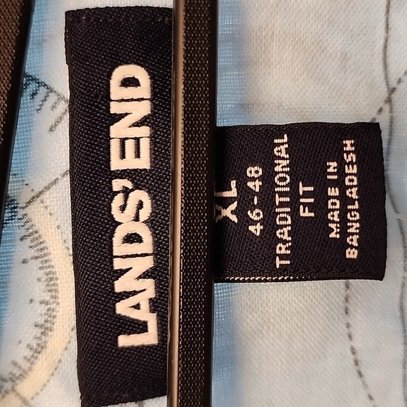 NWT Lands End Traditional Fit Lt Blue Radiance Map Print Linen Men's XL - Picture 5 of 11